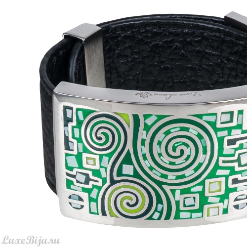 Браслет Fiore Luna на кожаном черном ремешке фото 2